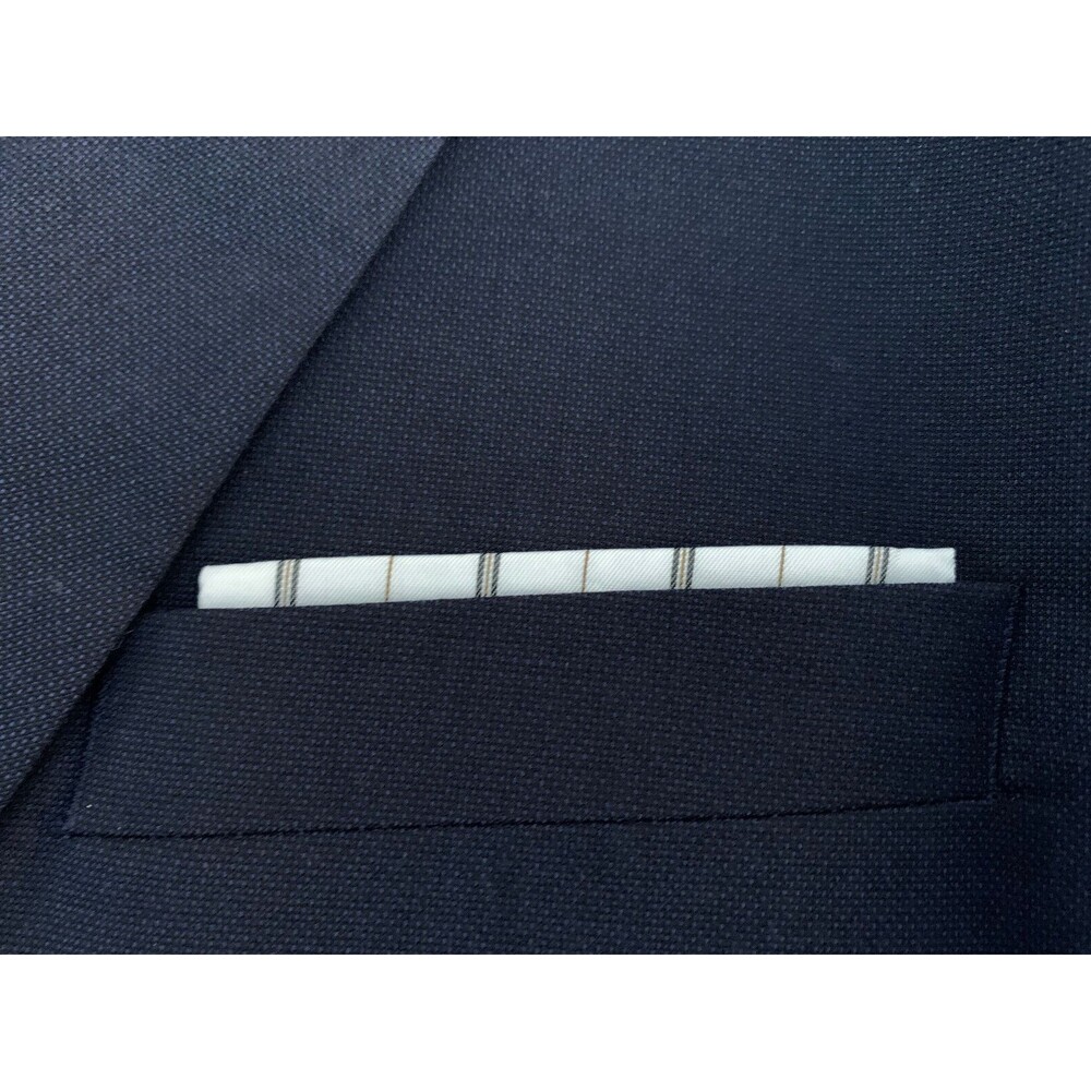 RESERVED Men size US 42 Navy Blue Slim Fit Blazer w Pocket Square European Brand - Picture 7 of 13